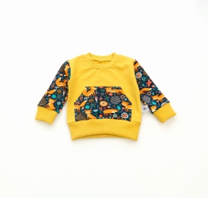 Bluza liski na granacie z musztardą