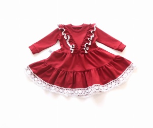 Sukienka bordo z białą koronką 