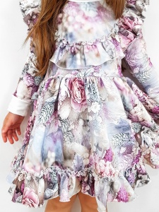 Sukienka zimowe kwiaty - długi rękaw 