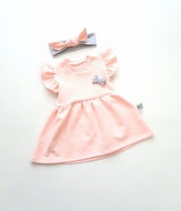 Sukienka kropeczki z kokardką i opaska lato 