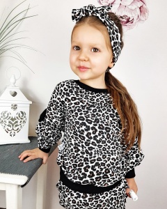 Bluzeczka z bufkami - panterka biała 