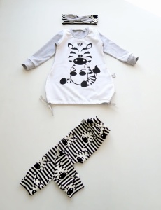 Knotted zebra dress, leggins and headband