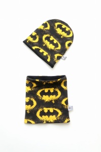 Komplet żółty batman - czapka i komin 