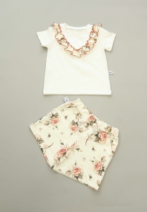 Komplet róże retro -  koszulka i  spodenki 