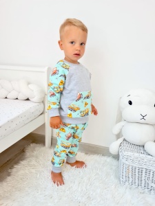 Komplet maszyny budowlane i znaki drogowe - bluza i baggy  