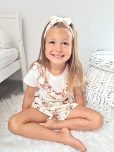 Komplet róże retro -  koszulka, spodenki i opaska