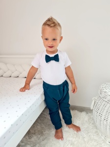 Komplet zieleń butelkowa - body krótki rękaw i baggy  