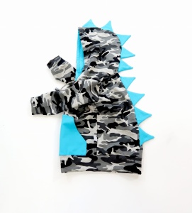 Bluza Dino na zamek - moro szare i turkus