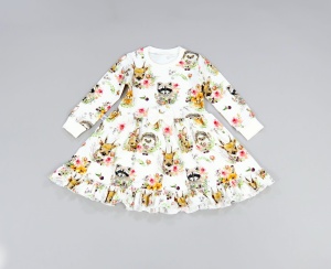 Sukienka zwierzątka w kwiatach - długi rękaw 