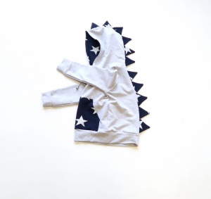 Bluza Dino maleanż jasnoszary i gwiazdy na granacie - na zamek 