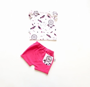 Fuchsia dreamcather set - t-shirt and shorts