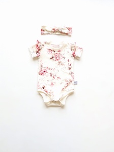 Komplet antyczne róże - body i opaska   