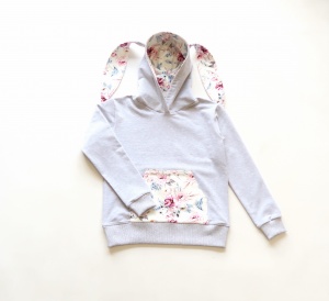 Bluza króliczek szarości i akwarelowe kwiaty
