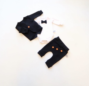 Komplet czerń z guziczkami  - frak, body, baggy  