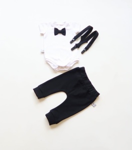 Black set  - trousers, body with bowtie and braces 