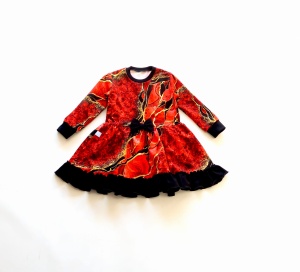 Sukienka marmurek czerwony i czerń