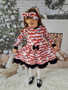 Sukienka króliczki i bałwany z falbanką