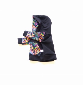 Bluza czerń i monstery fluo na zamek