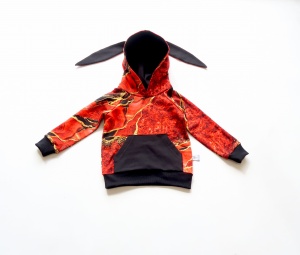 Bluza króliczek czerwony marmurek i czerń 