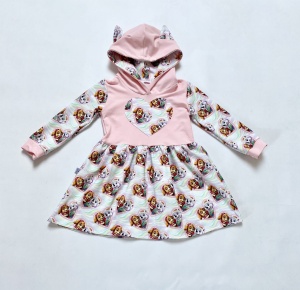 Sukienka Psi Patrol Skye z kapturem długi rękaw  