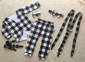 Black-white squared  family set - Dad&Son