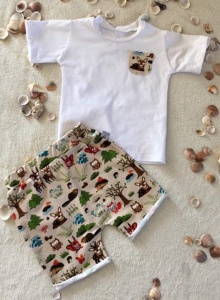 Forest animals set - white t-shirt and shorts