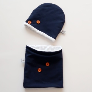 Buttons set with bright minky - cap and chimney scarf (1)