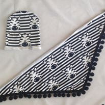 Zebra set with black pom-poms