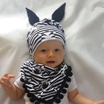 Zebras set with pom-poms and ears