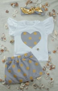 Gold spots set - skirt, headband and t-shirt