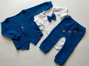 Komplet chaber z guziczkami - frak, body z krótkim rękawem  i baggy  