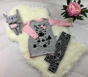 Sukienka zebra róż z legginsami 