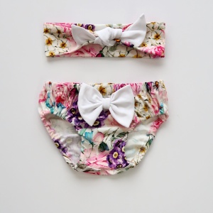 Summer flowers set with white -bloomers and headband