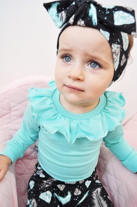 Komplet aqua, piórka i diamenty - body+legginsy   