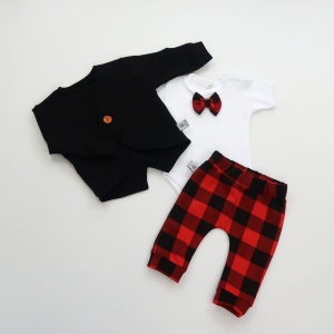 Komplet czerń i krata - frak, body, baggy 