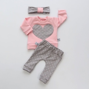 Komplet groszki - bluza+ legginsy + opaska 