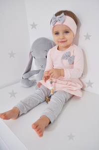 Sukienka kropeczki z legginsami i opaską