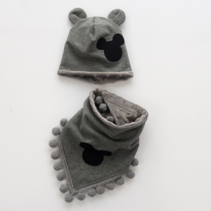 Mickey set with ears - cap and neckerchief with pom-poms (1)