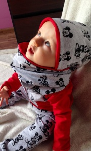 Gray mouses set with red - cap and chimney scarf