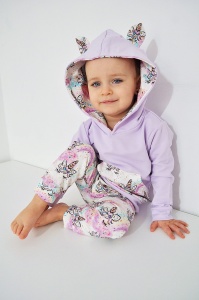Komplet jednorożce i lawenda - bluza z kapturem i legginsy  