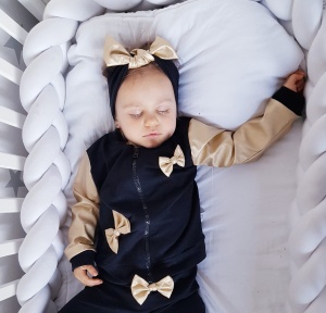 Bluza bomberka złota ekoskóra i czerń