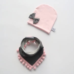 Komplet melanż i groszki - czapka i chusta  