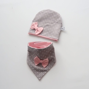 Komplet groszki - czapka i chusta 