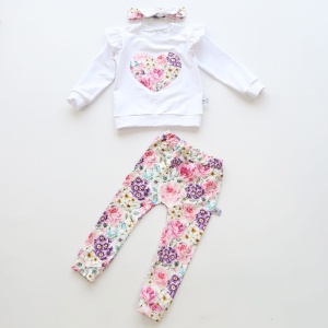 Komplet letnie kwiaty - bluza, legginsy i opaska  