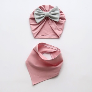 Komplet róż kwarcowy z popielem 2 - turban i chusta   