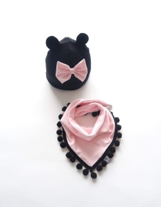 Mouse black and pink set - cap and neckerchief (1)