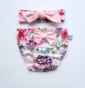 Summer flowers set with pink - bloomers and headband