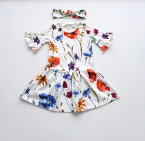 Komplet polne kwiaty - sukienka i opaska 