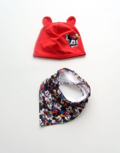 Mickey photograph set with small ears - red cap and  neckerchief