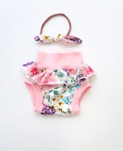 Summer flowers set with white -bloomers and headband (1)